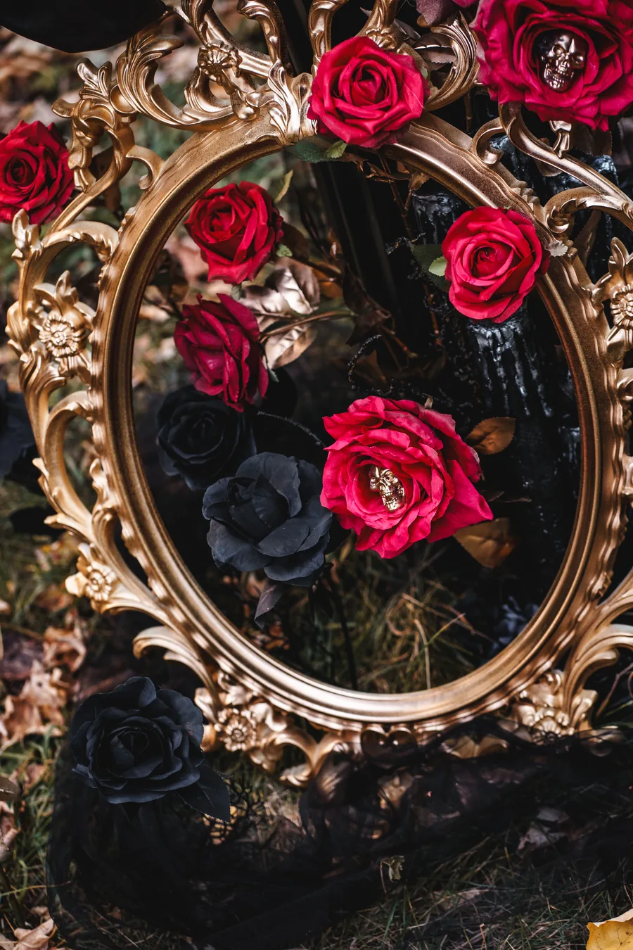 An ornate gilt mirror
